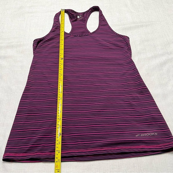 Brooks Super Soft Racerback Tank Top Blue Purple Striped Medium - Picture 6 of 7
